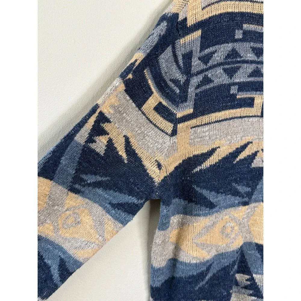 Denim & Supply Ralph Lauren Henley Sweater L Blue Southwestern Cotton Heritage